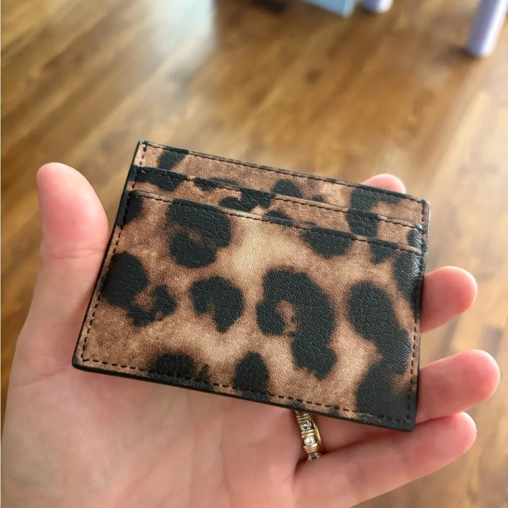 SAINT LAURENT  Calfskin Leopard Print Card Case Manto Naturale - Picture 3 of 6